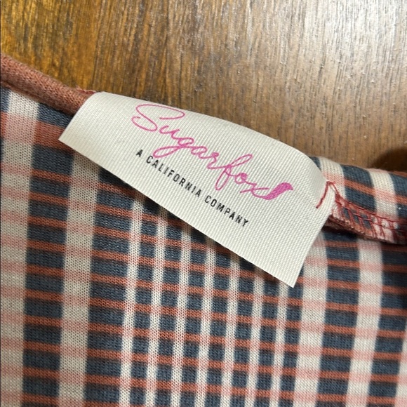 SugarFox Casual Striped Women's Sweatshirt with Hood in Brown and White - Picture 3 of 5